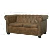 Chesterfield Sofa 2-Seater Brown Faux Leather