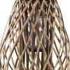 20 Inch Curved Diamond Lattice Bamboo Lantern with Braided Handle; Brown; DunaWest