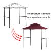 Outdoor Grill Gazebo 8 x 5 Ft, Shelter Tent, Double Tier Soft Top Canopy and Steel Frame with hook and Bar Counters,Burgundy YK