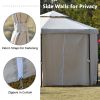 Outdoor Patio Hexagon Gazebo with Polyester Curtain Side Wall; Double Roofs for Decks; Poolsides; Gardens; Beige