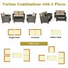 Patio Garden Outdoor Rattan Furniture Set With Cushions  4 Pce Set