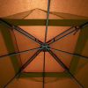 9.8Ft. Wx8.8Ft. H Outdoor Steel Vented Dome Top Patio Gazebo with Netting for Backyard; Poolside and Deck; Brown