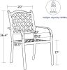 Set of 2 Stackable Outdoor Patio Dining Chairs, Rust-Free Cast Aluminum Frame with Arms, Lattice Weave Design Metal Furniture for Lawn Garden Backyard