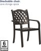 Set of 2 Stackable Outdoor Patio Dining Chairs, Rust-Free Cast Aluminum Frame with Arms, Lattice Weave Design Metal Furniture for Lawn Garden Backyard