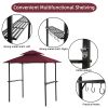 Outdoor Grill Gazebo 8 x 5 Ft, Shelter Tent, Double Tier Soft Top Canopy and Steel Frame with hook and Bar Counters,Burgundy YK