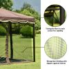 9.8Ft. Wx8.8Ft. H Outdoor Steel Vented Dome Top Patio Gazebo with Netting for Backyard; Poolside and Deck; Brown