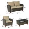 Patio Garden Outdoor Rattan Furniture Set With Cushions  4 Pce Set