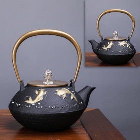 Japanese -Style Creative Literary And Art Hand-Made Boiled Teapot Happy Iron Teapot (Color: Style C, Material: Cast Iron)