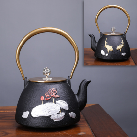 Japanese -Style Creative Literary And Art Hand-Made Boiled Teapot Happy Iron Teapot (Color: Style B, Material: Cast Iron)