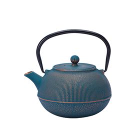 Classic Stylish Japanese -style Cast Iron Teapot With 304 Stainless Steel Infuser For Loose Leaf Tea (Color: Cyan, Material: Cast Iron)