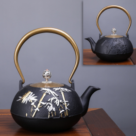 Japanese -Style Creative Literary And Art Hand-Made Boiled Teapot Happy Iron Teapot (Color: Style E, Material: Cast Iron)