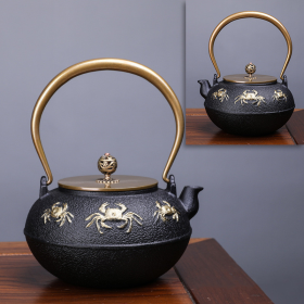 Japanese -Style Creative Literary And Art Hand-Made Boiled Teapot Happy Iron Teapot (Color: Style D, Material: Cast Iron)