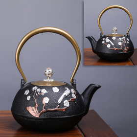 Japanese -Style Creative Literary And Art Hand-Made Boiled Teapot Happy Iron Teapot (Color: Style L, Material: Cast Iron)