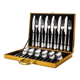 Elegant Western High-End Stainless Steel Tableware 24 Piece Set (Color: Primary Color, Type: knife and fork)