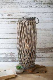 Perfect Patio Garden Decor Simple Yet Elegant Square Willow Lantern (Color: Grey, size: 10" x 10" x 28"t)