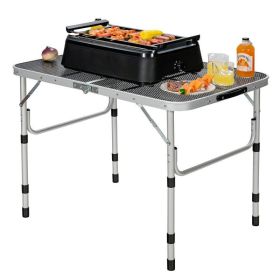 Outdoor Travel Adjustable Height Folding Camping Table (Color: black, Type: Camping Table)