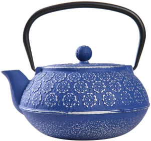 Classic Stylish Japanese -style Cast Iron Teapot With 304 Stainless Steel Infuser For Loose Leaf Tea (Color: Blue, Material: Cast Iron)