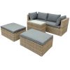 Backyard Pool Outdoor Furmiture 5-Piece Rattan Sectional Sofa Set