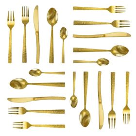 Elegant Western Utensils 20 Piece Flatware Utensil Set 4 In (Color: Gold, Type: knife and fork)