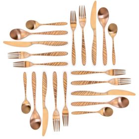 Elegant Western Utensils 20 Piece Flatware Utensil Set 4 In (Color: Rose Gold, Type: knife and fork)