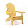 TALE Folding Adirondack Chair with Pullout Ottoman with Cup Holder, Oversized, Poly Lumber,  for Patio Deck Garden, Backyard Furniture, Easy to Instal