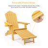 TALE Folding Adirondack Chair with Pullout Ottoman with Cup Holder, Oversized, Poly Lumber,  for Patio Deck Garden, Backyard Furniture, Easy to Instal