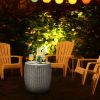 Patio Rattan Cool Bar 12 Gallon 4-in-1 Cocktail Table Side Table