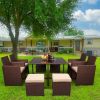 Backyard Garden PE Wicker For 8 People Dining Table Set