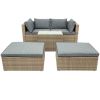 Backyard Pool Outdoor Furmiture 5-Piece Rattan Sectional Sofa Set