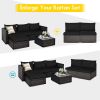 2 Pieces Patio Rattan Armless Sofa Set with 2 Cushions and 2 Pillows