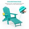 TALE Folding Adirondack Chair with Pullout Ottoman with Cup Holder, Oversized, Poly Lumber,  for Patio Deck Garden, Backyard Furniture, Easy to Instal