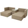 Backyard Pool Outdoor Furmiture 5-Piece Rattan Sectional Sofa Set