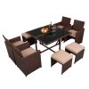 Backyard Garden PE Wicker For 8 People Dining Table Set