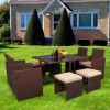 Backyard Garden PE Wicker For 8 People Dining Table Set