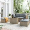 Backyard Pool Outdoor Furmiture 5-Piece Rattan Sectional Sofa Set